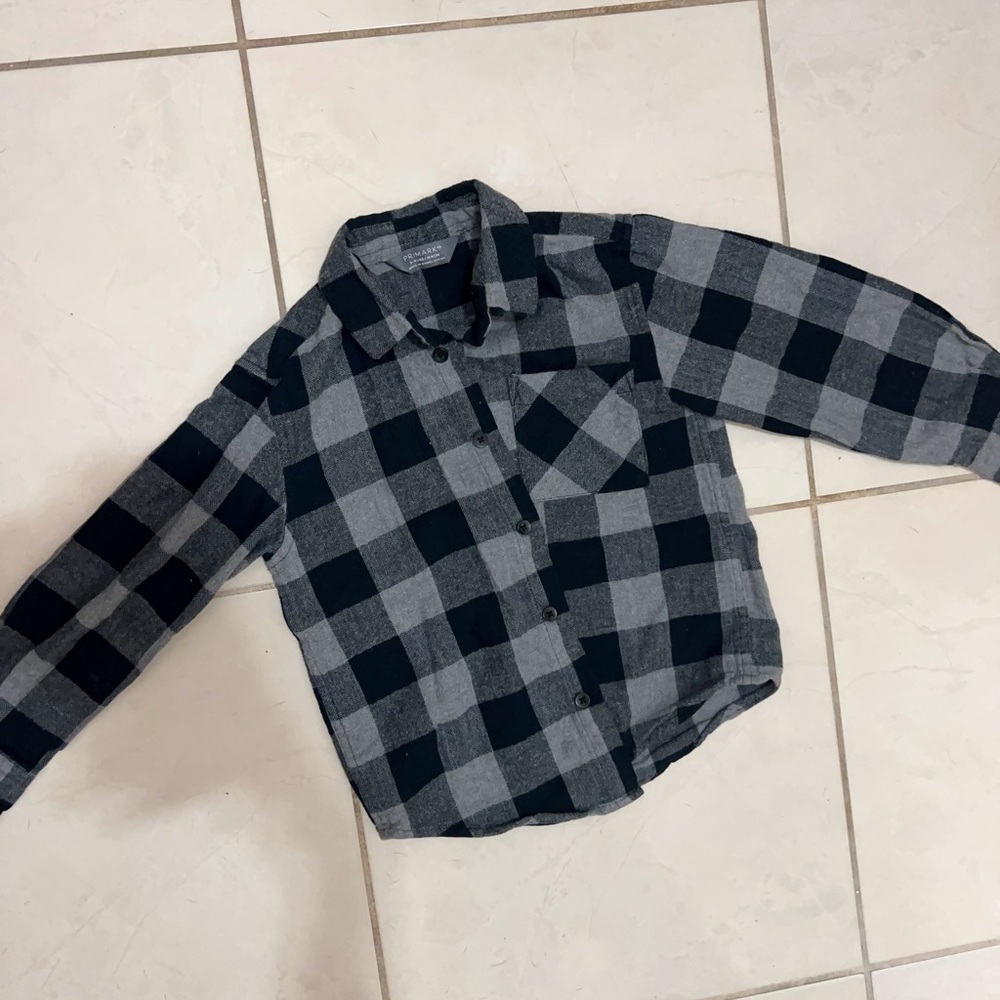 Plaid Kids Shirt - Black and Gray